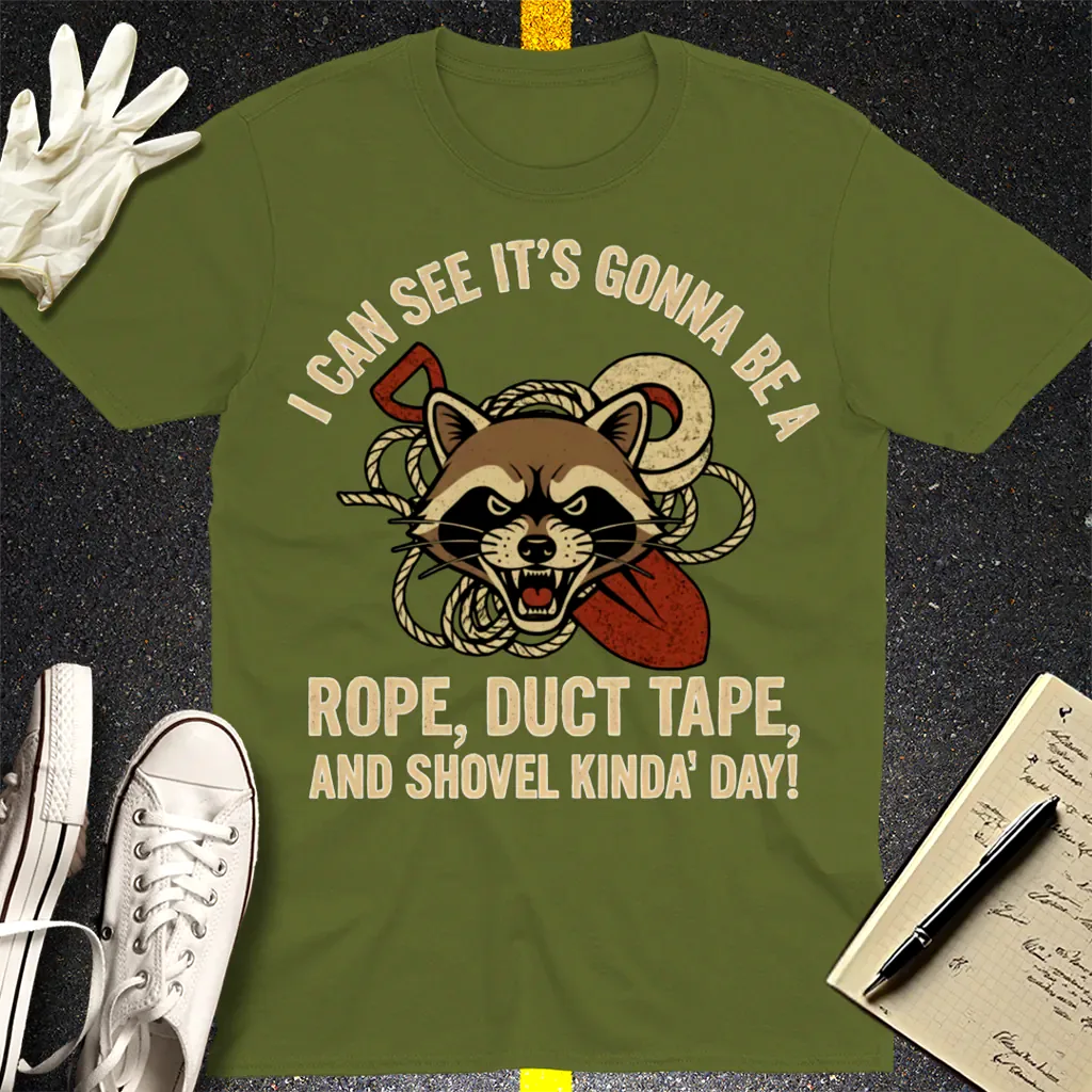 Rope, Duct Tape, & Shovel T-Shirt - Military Green