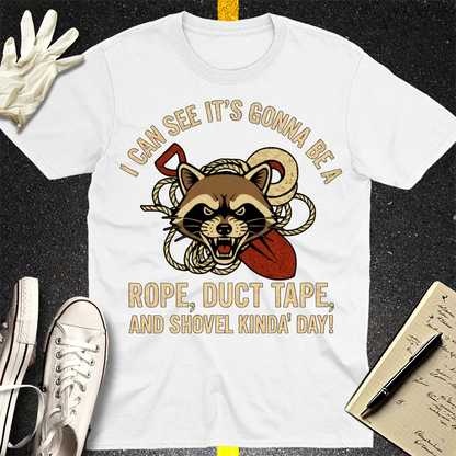 Rope, Duct Tape, & Shovel T-Shirt - White