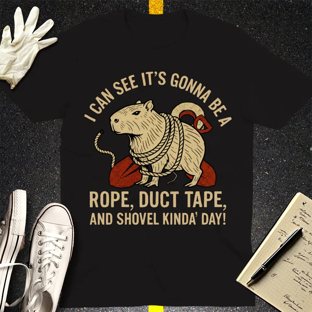Rope, Duct Tape, and Shovel T-Shirt - Black