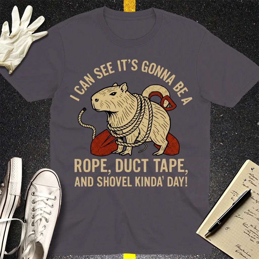 Rope, Duct Tape, and Shovel T-Shirt - Charcoal