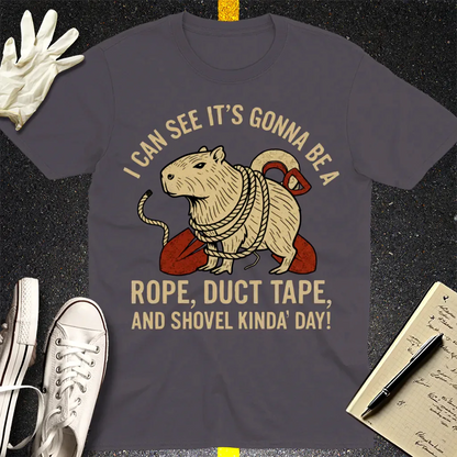 Rope, Duct Tape, and Shovel T-Shirt - Charcoal