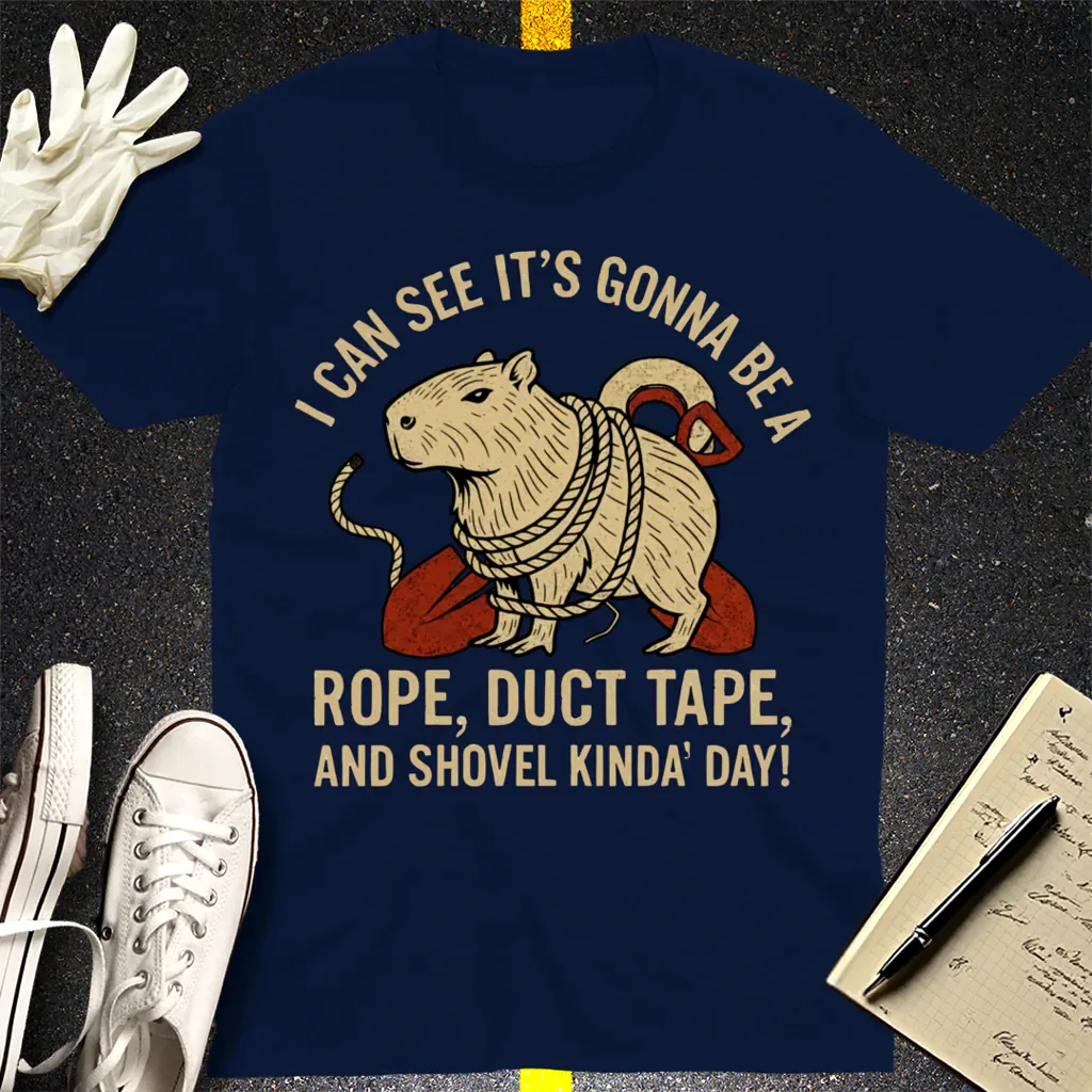 Rope, Duct Tape, and Shovel T-Shirt - Navy