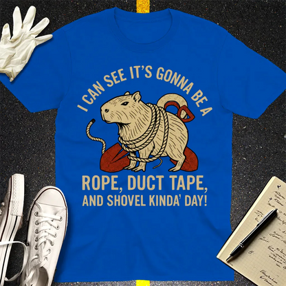 Rope, Duct Tape, and Shovel T-Shirt - Royal