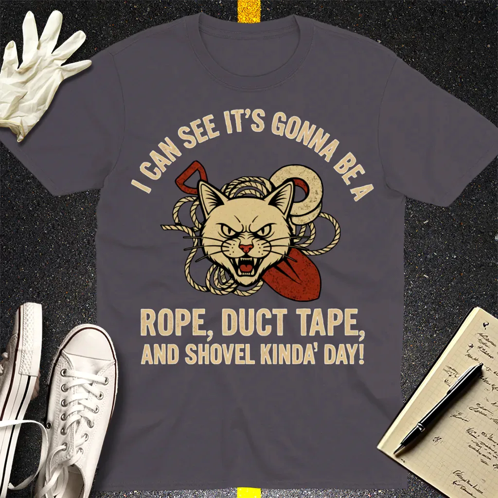 Rope, Duct Tape & Shovel T-Shirt - Charcoal