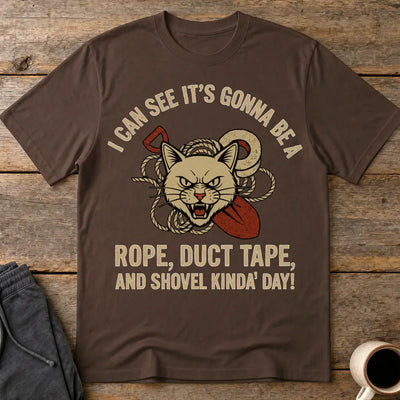 Rope, Duct Tape & Shovel T-Shirt - Dark Chocolate