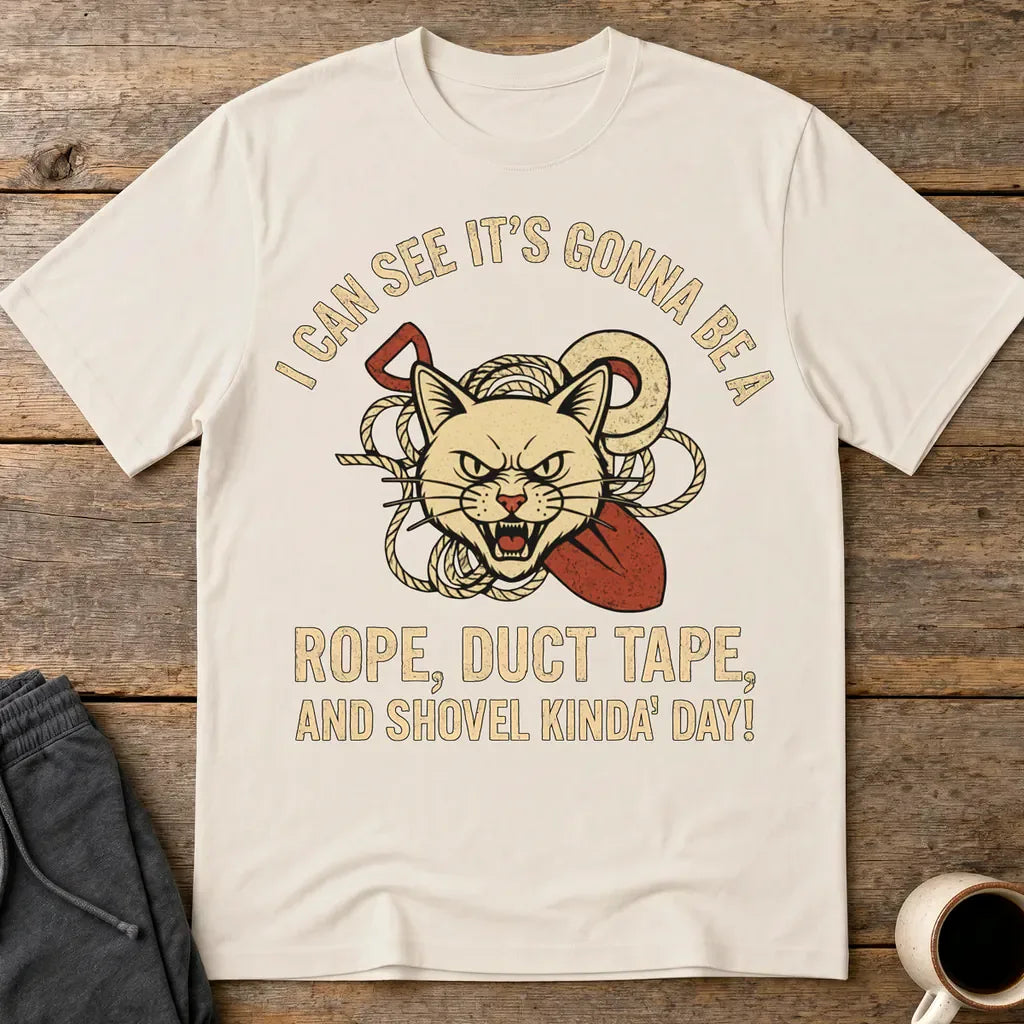 Rope, Duct Tape & Shovel T-Shirt - Ice Grey