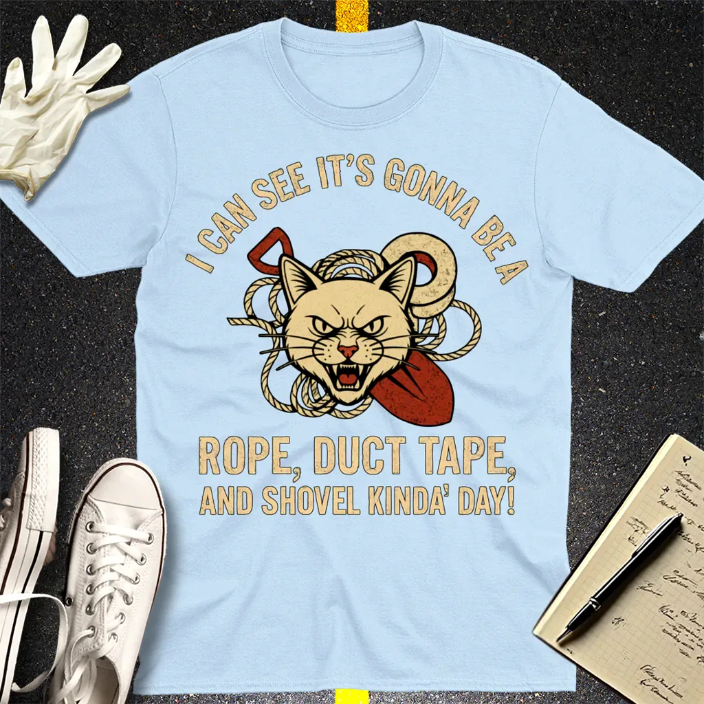 Rope, Duct Tape & Shovel T-Shirt - Light Blue
