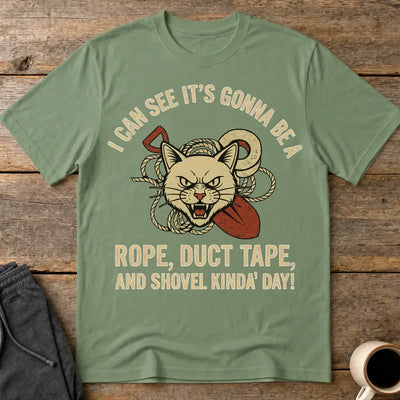 Rope, Duct Tape & Shovel T-Shirt - Military Green