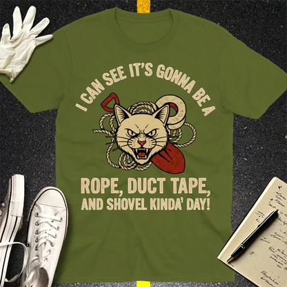 Rope, Duct Tape & Shovel T-Shirt - Military Green