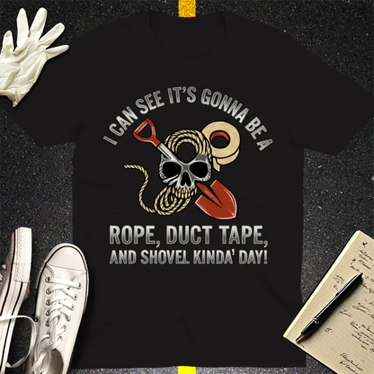 Rope Duct Tape Shovel T-Shirt - Black