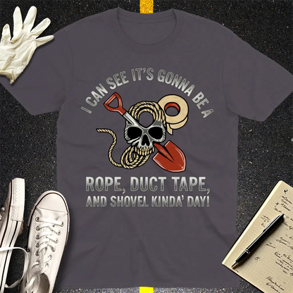 Rope Duct Tape Shovel T-Shirt - Charcoal
