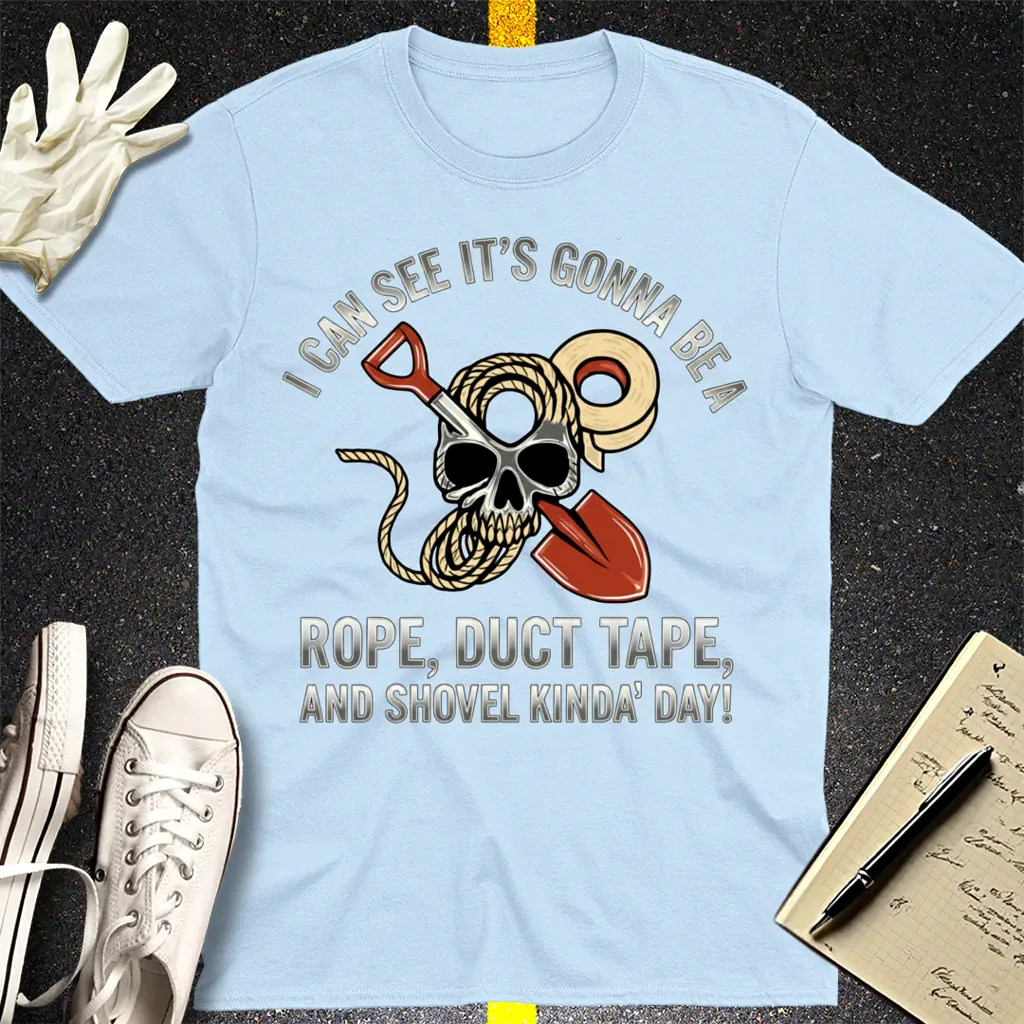 Rope Duct Tape Shovel T-Shirt - Light Blue