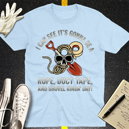 Rope Duct Tape Shovel T-Shirt - Light Blue