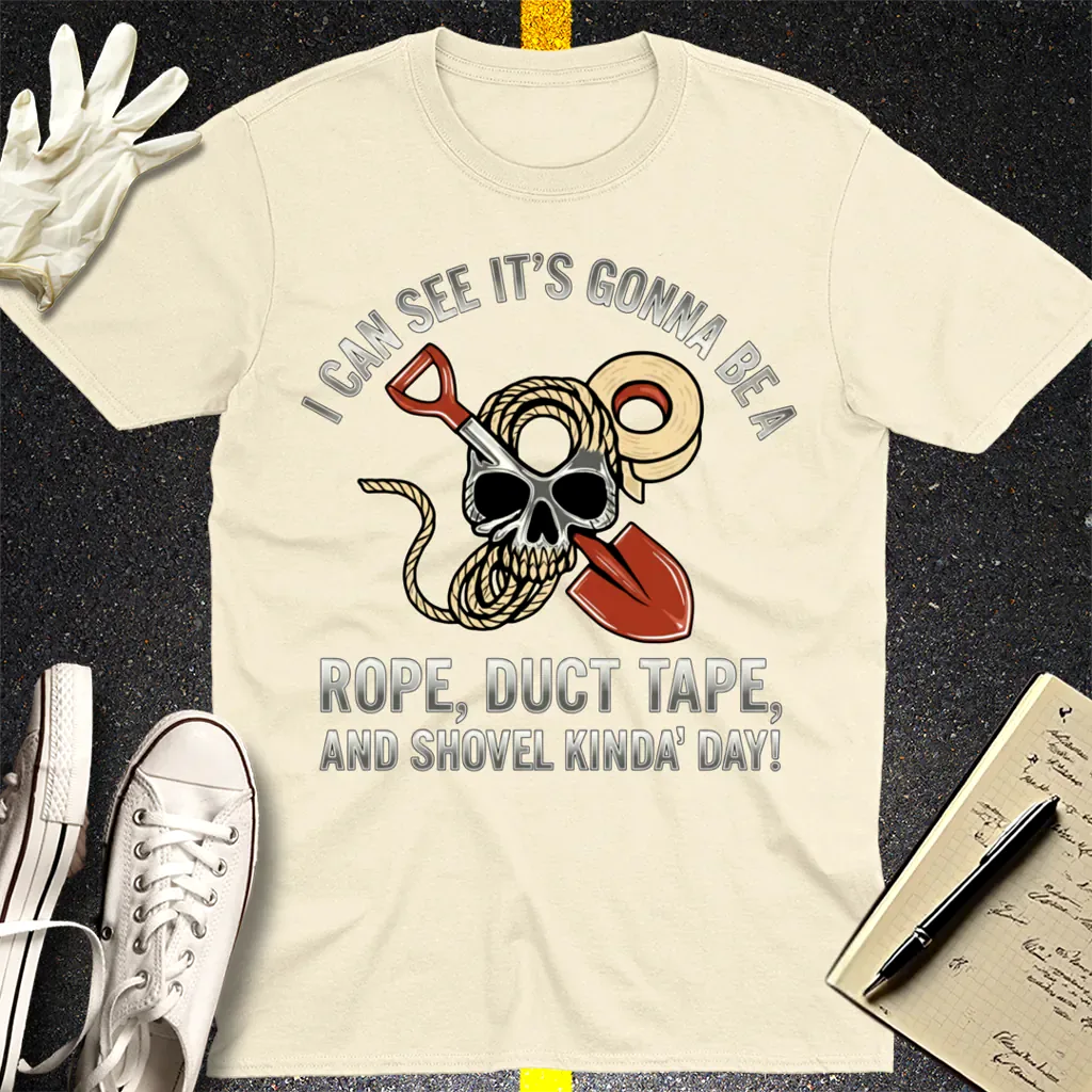 Rope Duct Tape Shovel T-Shirt - Natural
