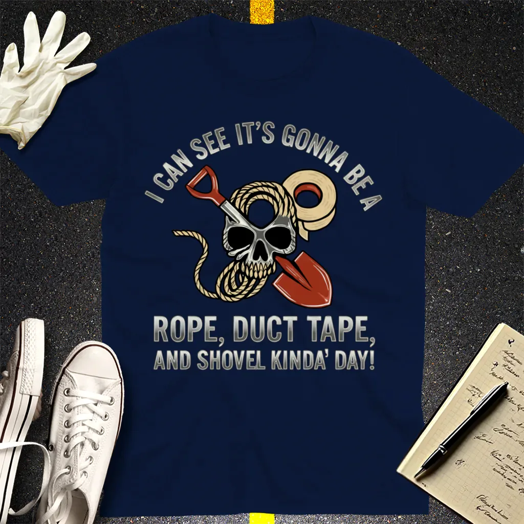 Rope Duct Tape Shovel T-Shirt - Navy