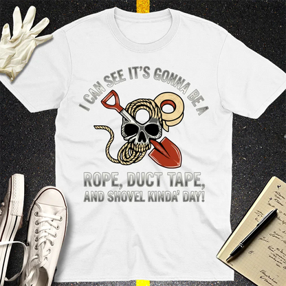 Rope Duct Tape Shovel T-Shirt - White