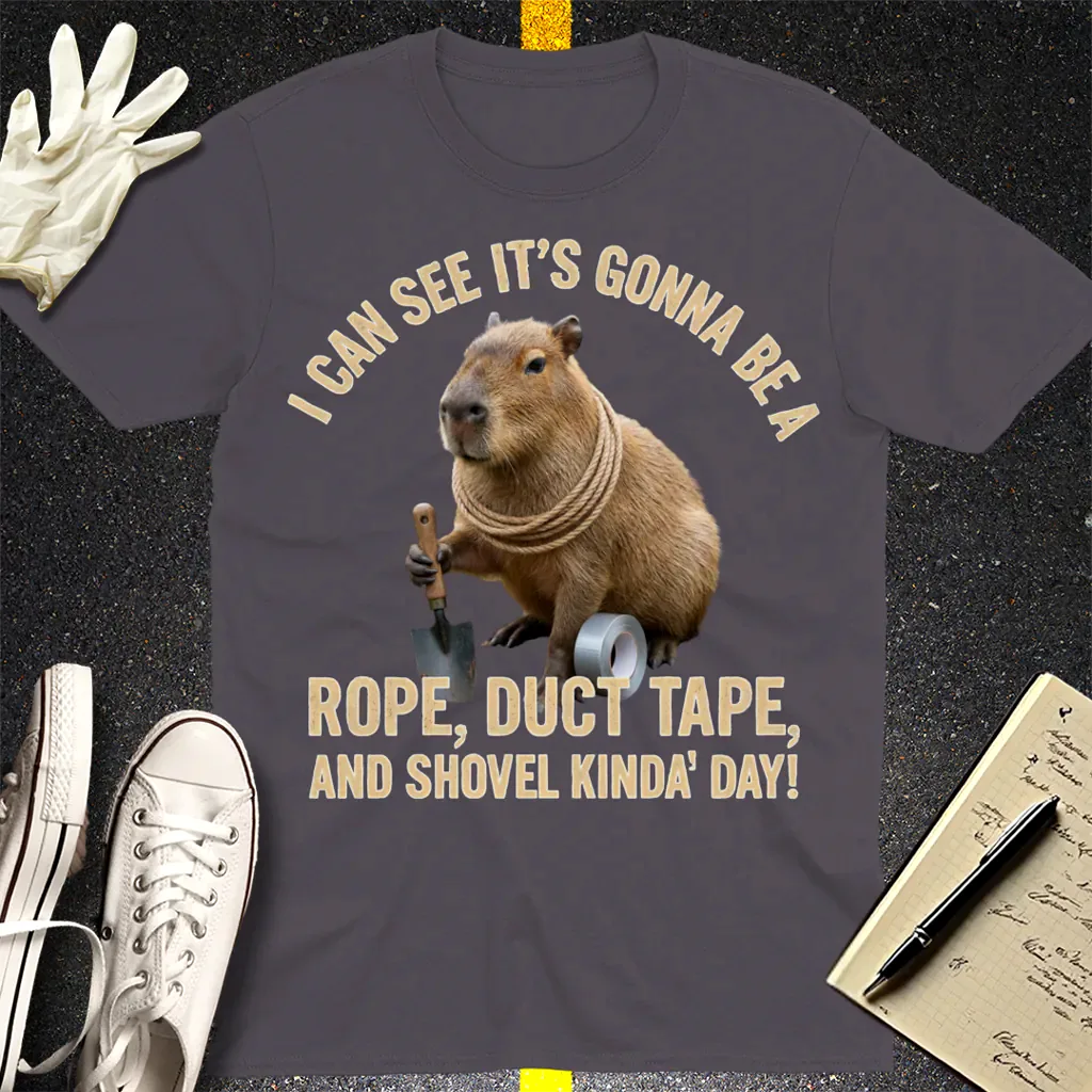 Shovel Kinda Day Capybara T-Shirt - Charcoal