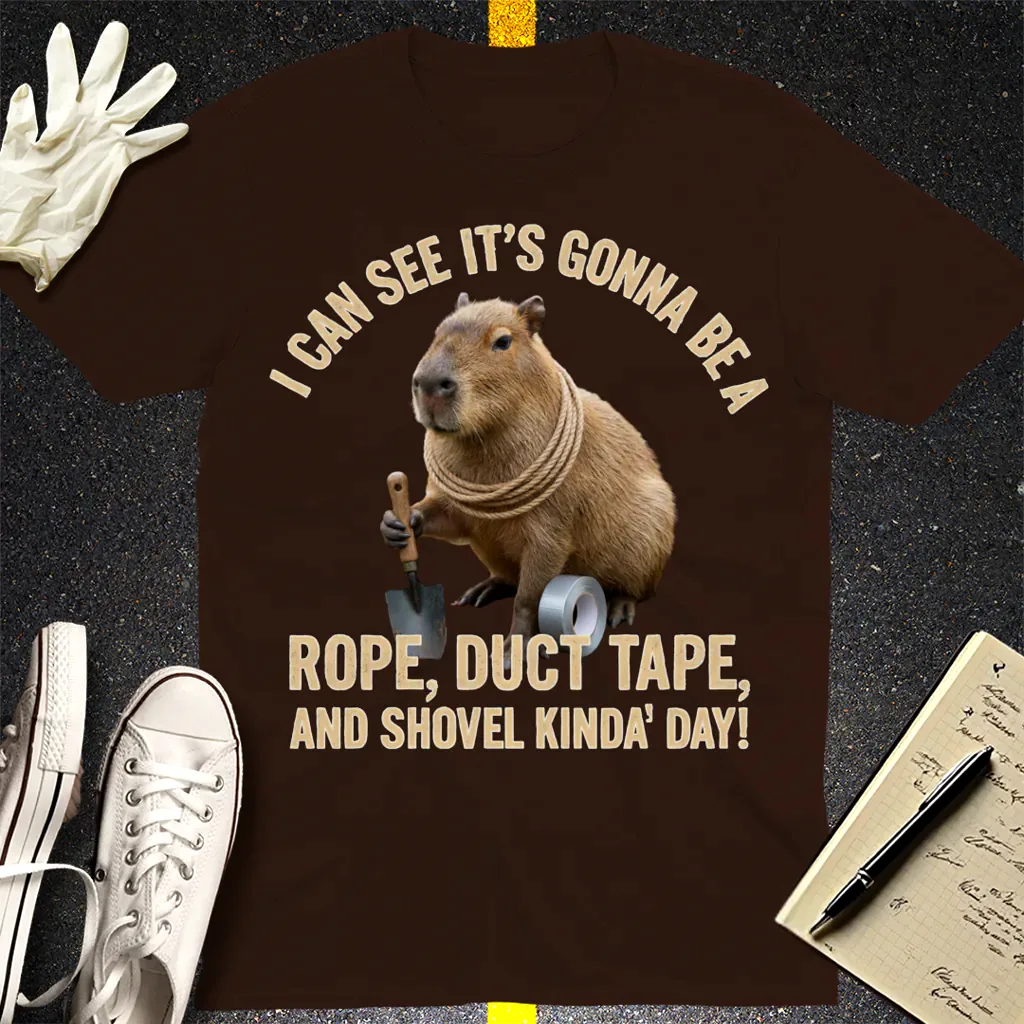 Shovel Kinda Day Capybara T-Shirt - Dark Chocolate
