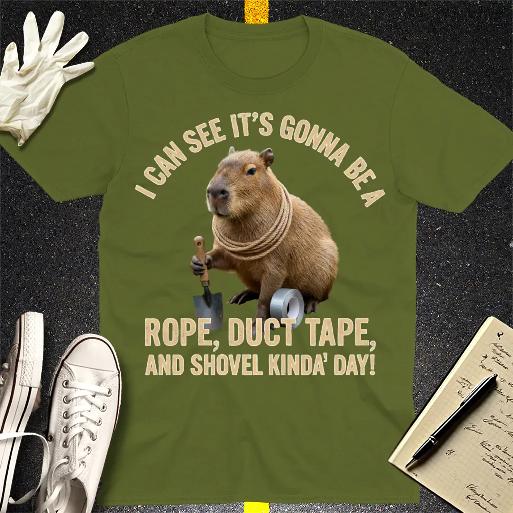 Shovel Kinda Day Capybara T-Shirt - Military Green
