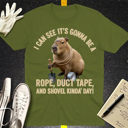 Shovel Kinda Day Capybara T-Shirt - Military Green