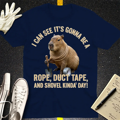 Shovel Kinda Day Capybara T-Shirt - Navy