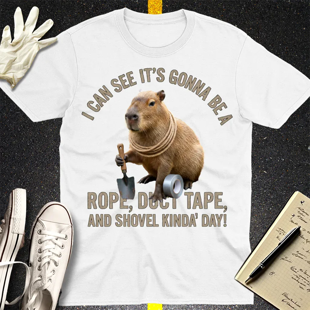 Shovel Kinda Day Capybara T-Shirt - White