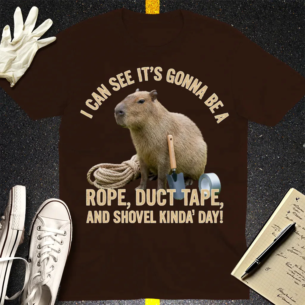 Rope, Duct Tape & Capybara T-Shirt - Dark Chocolate