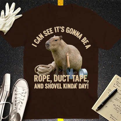 Rope, Duct Tape & Capybara T-Shirt - Dark Chocolate
