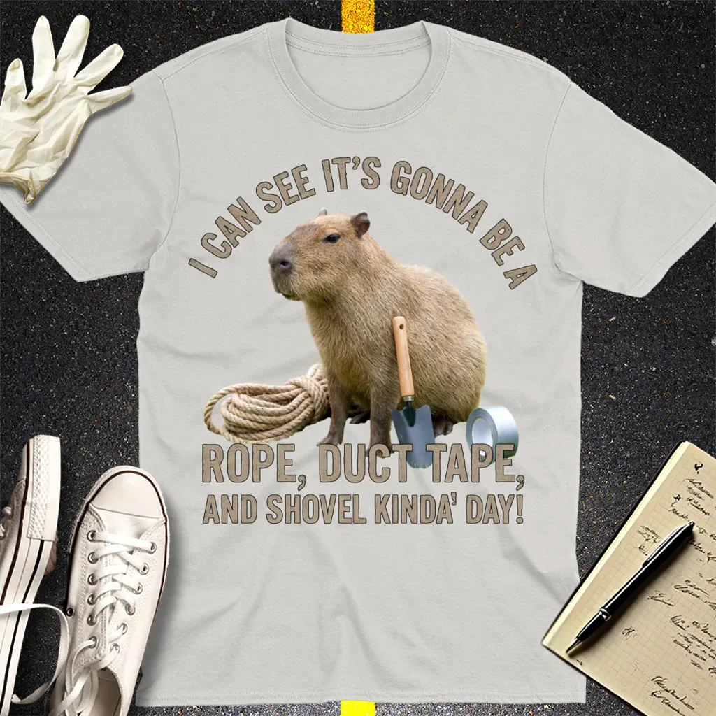 Rope, Duct Tape & Capybara T-Shirt - Ice Grey