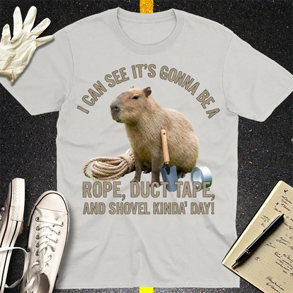 Rope, Duct Tape & Capybara T-Shirt - Ice Grey