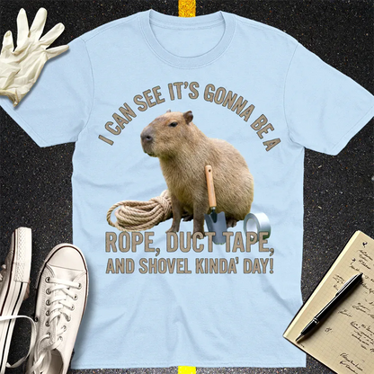 Rope, Duct Tape & Capybara T-Shirt - Light Blue