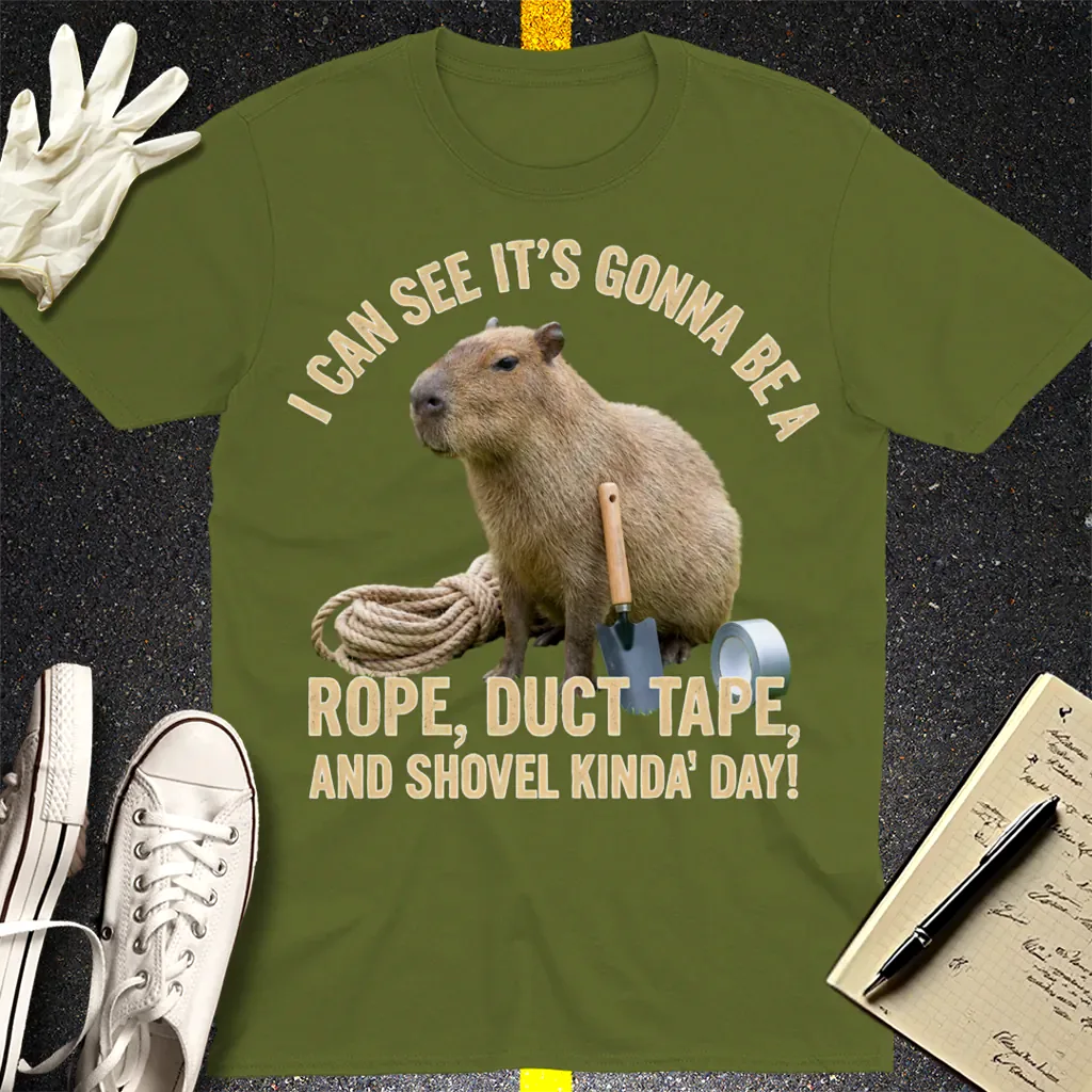 Rope, Duct Tape & Capybara T-Shirt - Military Green