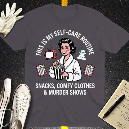 Murder Shows & Popcorn T-Shirt - Charcoal