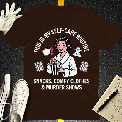 Murder Shows & Popcorn T-Shirt - Dark Chocolate