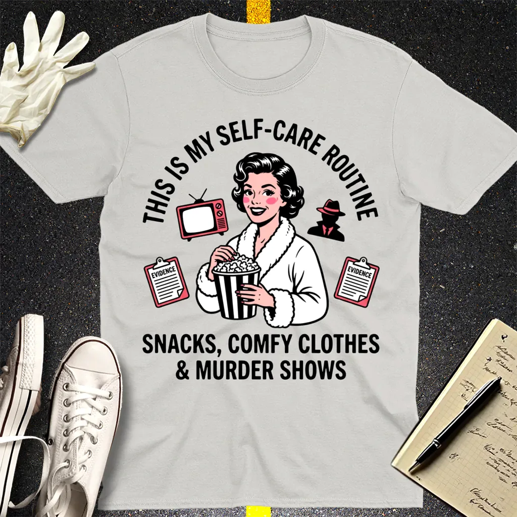 Murder Shows & Popcorn T-Shirt - Ice Grey