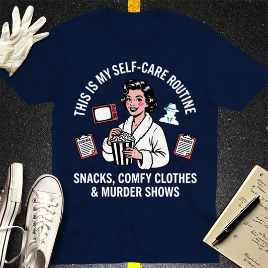 Murder Shows & Popcorn T-Shirt - Navy
