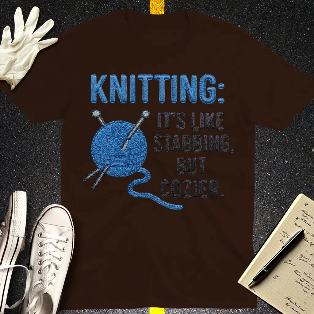 Cozy Stabbing Knitting T-Shirt - Dark Chocolate