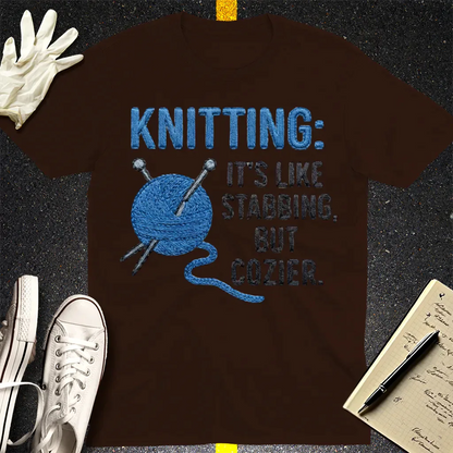 Cozy Stabbing Knitting T-Shirt - Dark Chocolate