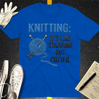 Cozy Stabbing Knitting T-Shirt - Royal
