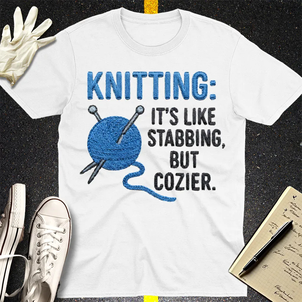 Cozy Stabbing Knitting T-Shirt - White