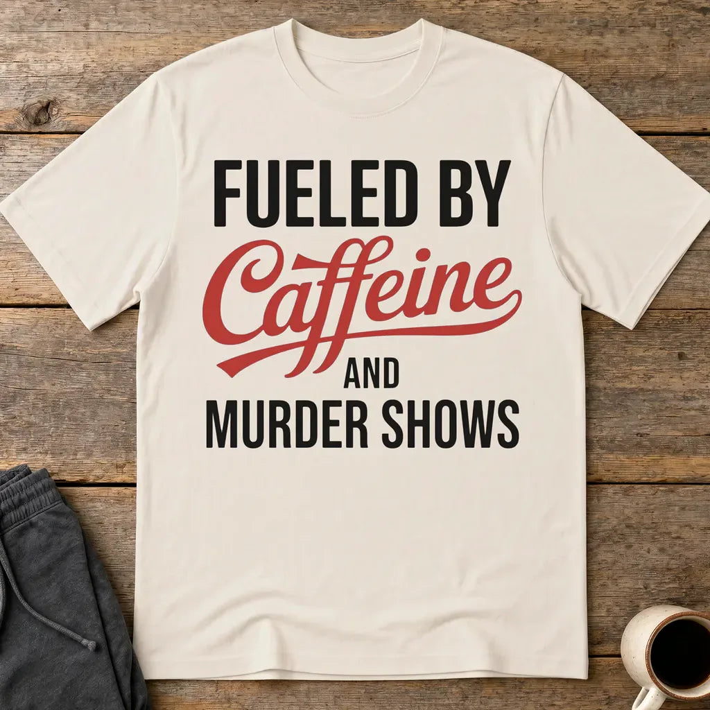 Fueled by Caffeine and Murder Shows T-Shirt - Ice Grey