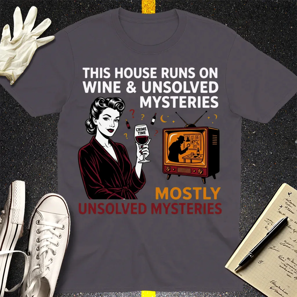 Wine & Mysteries T-Shirt - Charcoal