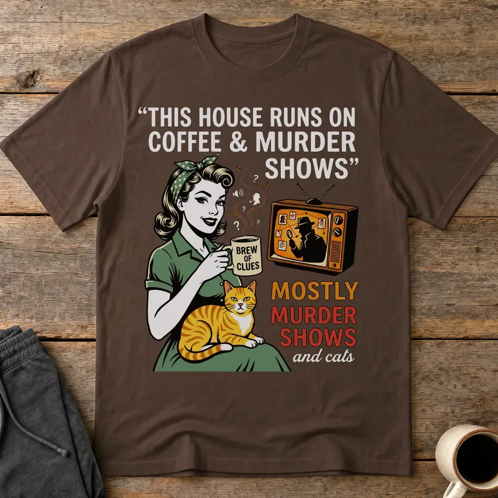 Coffee & Murder Shows T-Shirt - Dark Chocolate