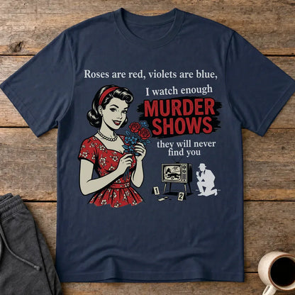 Murder Shows & Roses T-Shirt - Navy