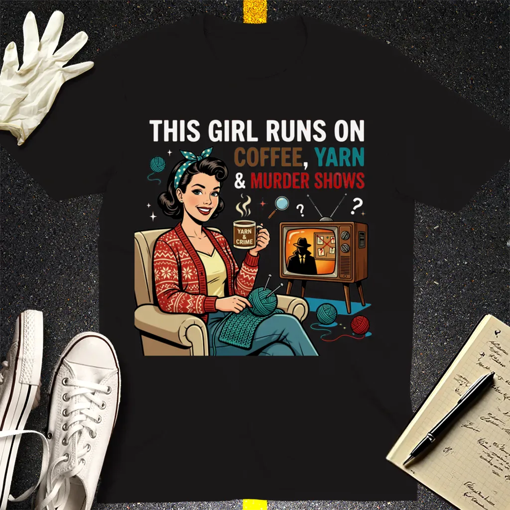 Coffee Yarn & Murder Shows T-Shirt - Black