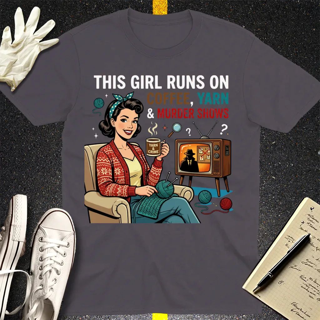 Coffee Yarn & Murder Shows T-Shirt - Charcoal