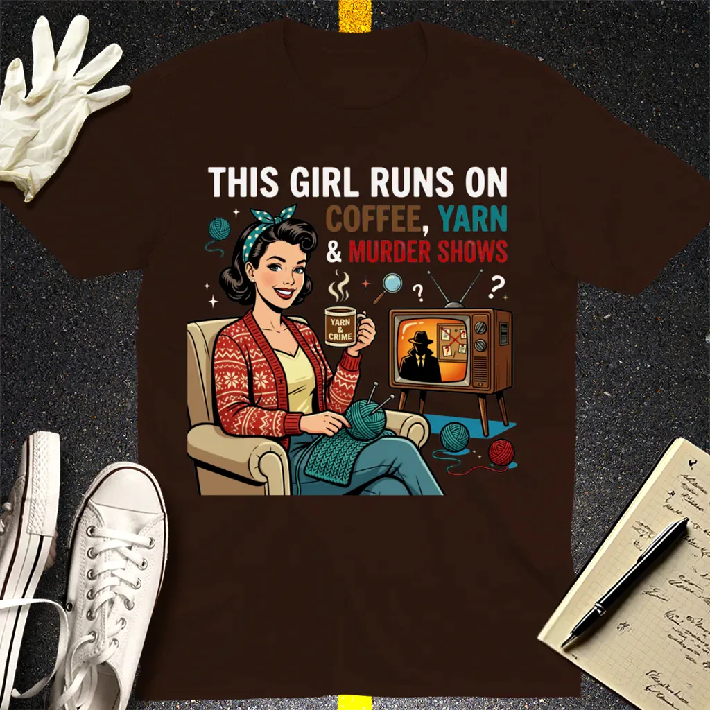 Coffee Yarn & Murder Shows T-Shirt - Dark Chocolate