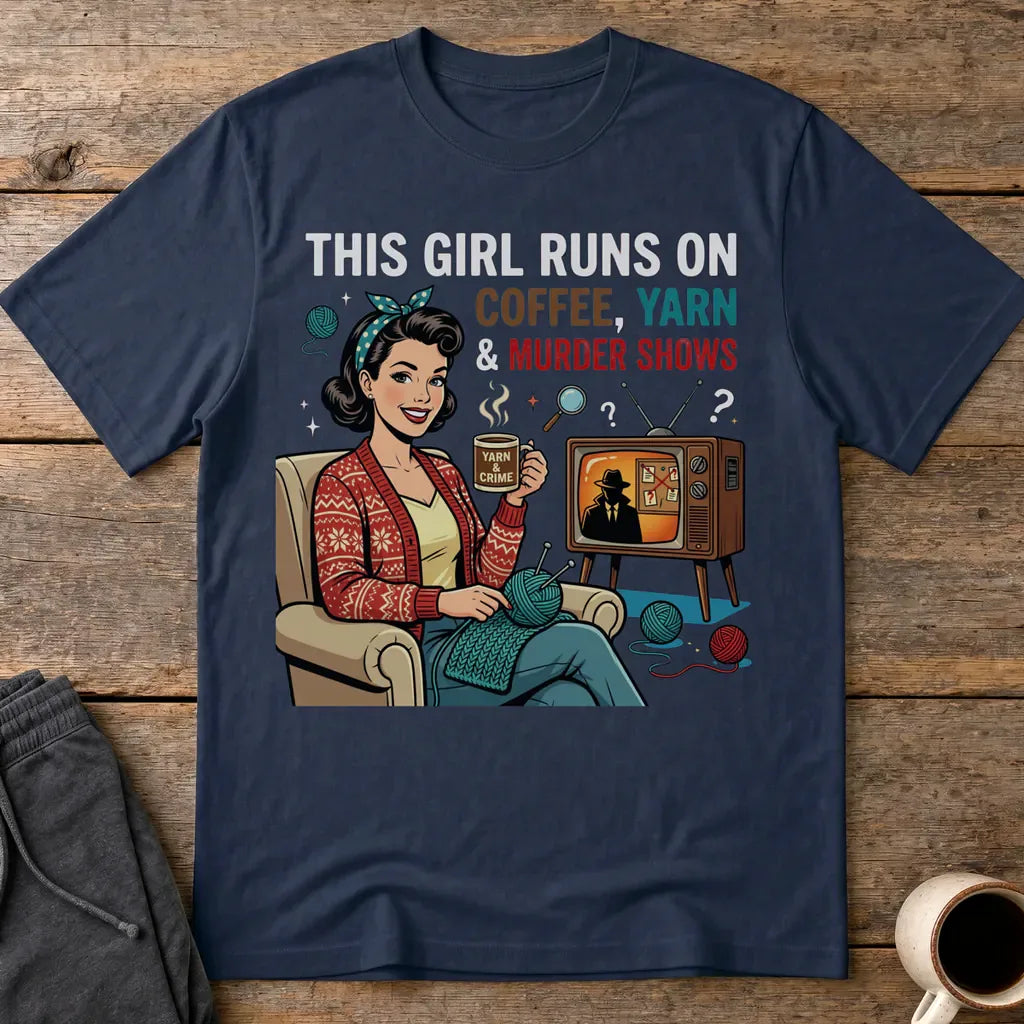 Coffee Yarn & Murder Shows T-Shirt - Navy