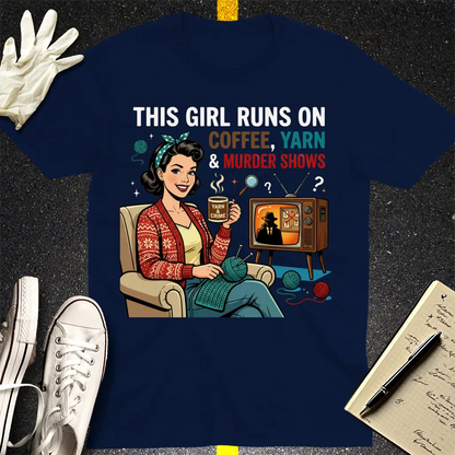 Coffee Yarn & Murder Shows T-Shirt - Navy
