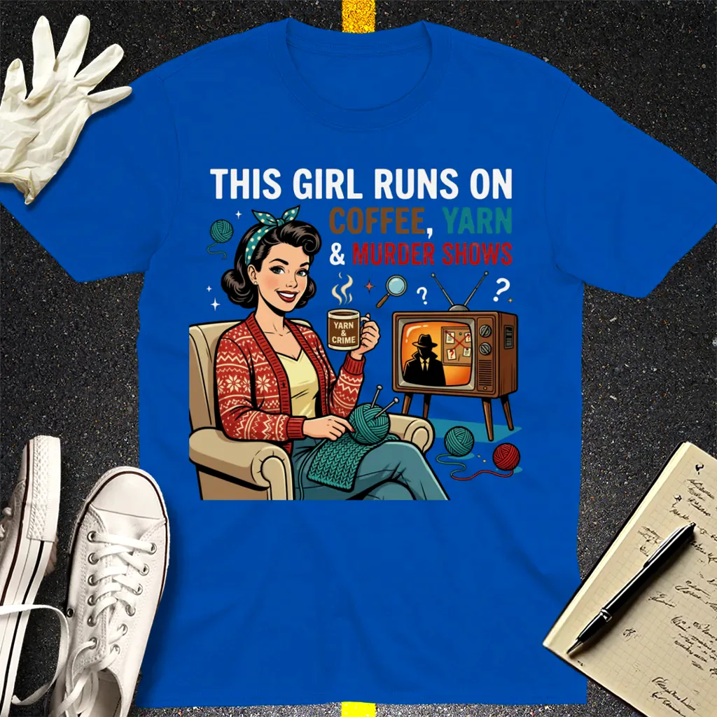 Coffee Yarn & Murder Shows T-Shirt - Royal